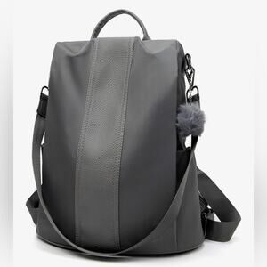 NWT PINCNEL Women Backpack Purse Waterproof Nylon Anti-theft Charcoal Gray